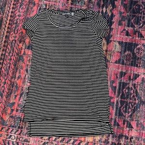 Loveappella Maternity Black & White Striped Stretch Jersey Blouse Size M